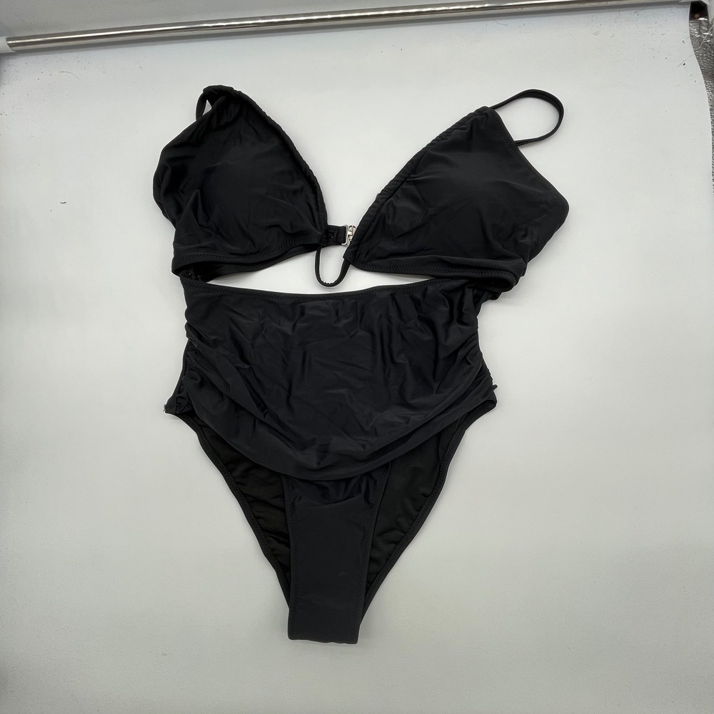 Blooming Jelly Womens Black Cut Out Monokini One Piece Swimsuit Size L NWT